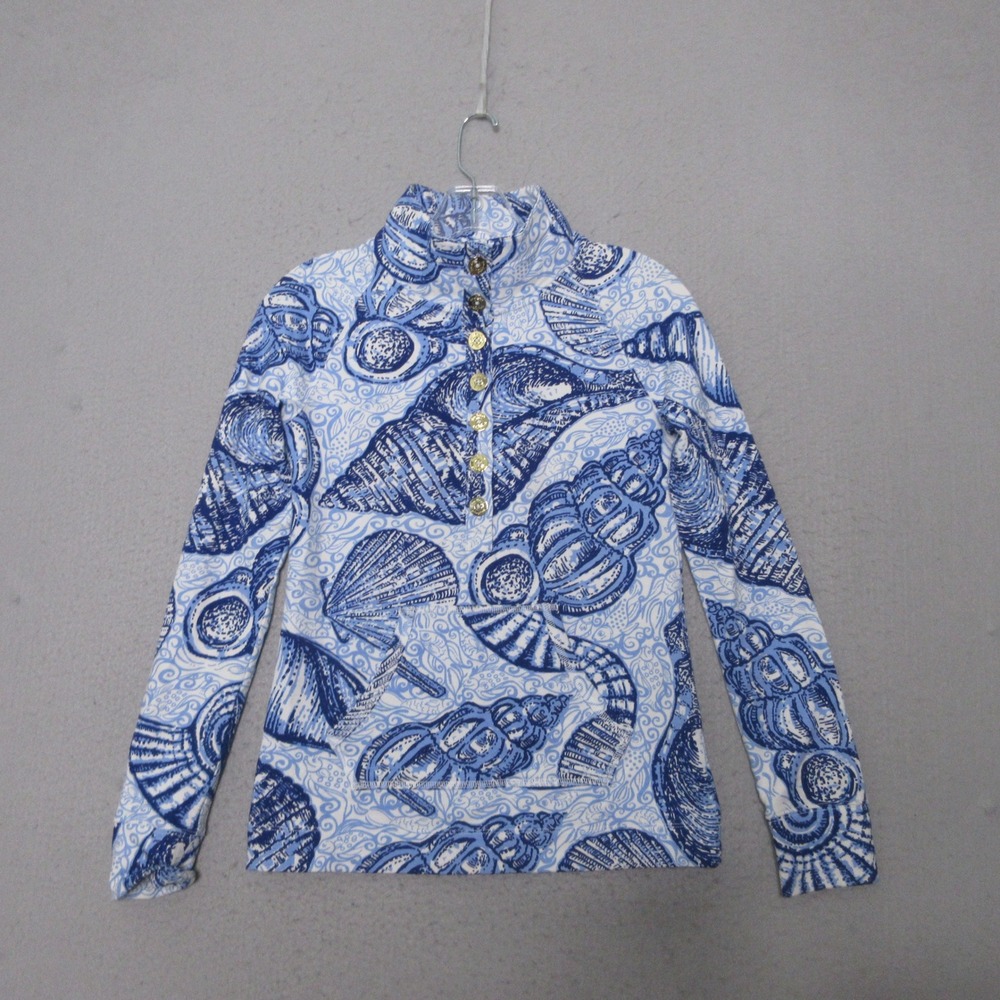 Lilly Pulitzer Pullover Captain Popover Blue Peri Sea Shell Print Beach Nautical